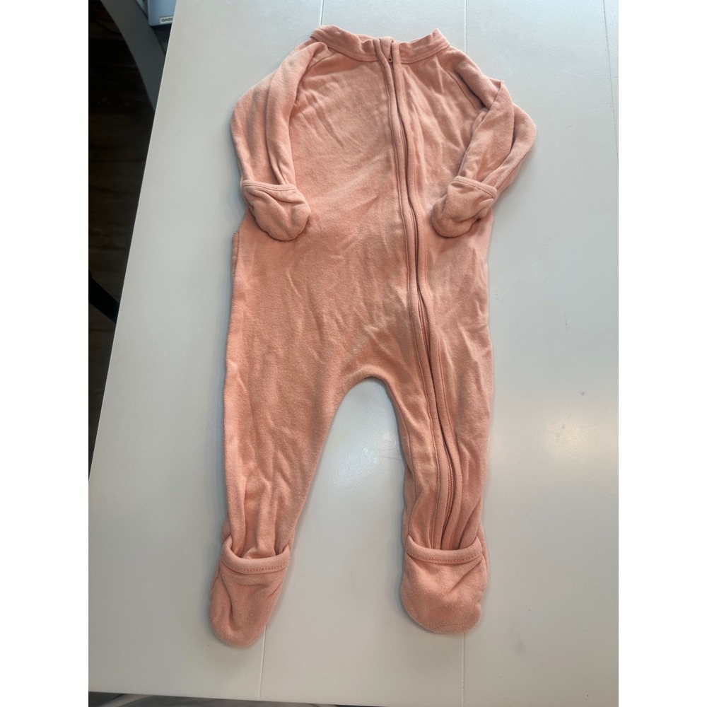 Goumi Baby Footie Romper Kids 0-3M Peach Good Bamboo Viscose Zip Pajamas